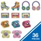 Happily Ever Elementary Retro Remix 36-Piece Groovy Bulletin Board Decorations, Vintage Headphone, Retro Cassette Tapes, Camera, Telephone, Roller Skates 70s, 80s, 90s Party and Classroom Decor